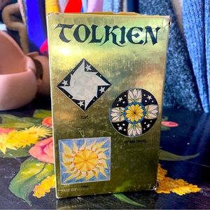 JRR Tolkien 4 Books, Lord of the Rings Hobbit - Gold Foil Box Set Ballantine EUC